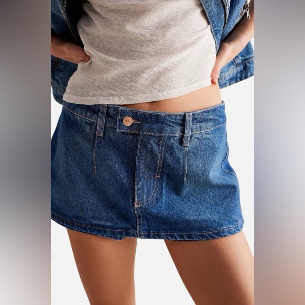 Free People We The Free Galivanting Peekaboo Skort-Blue Rebel